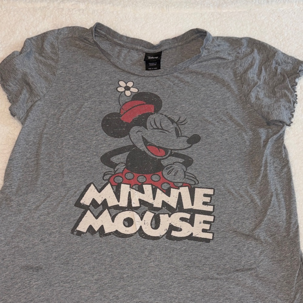 Disney Gray Minnie Mouse Short Sleeve Tee